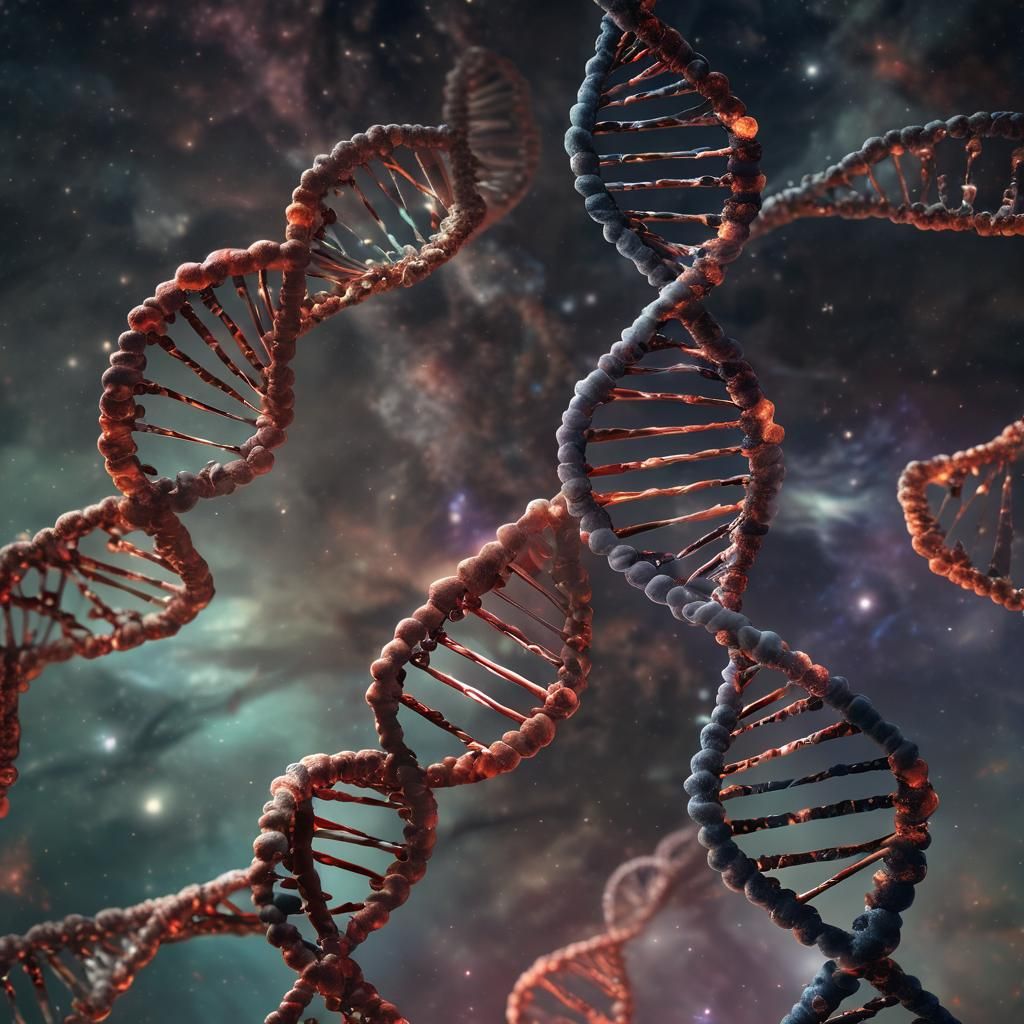 Glowing DNA Strands in Space