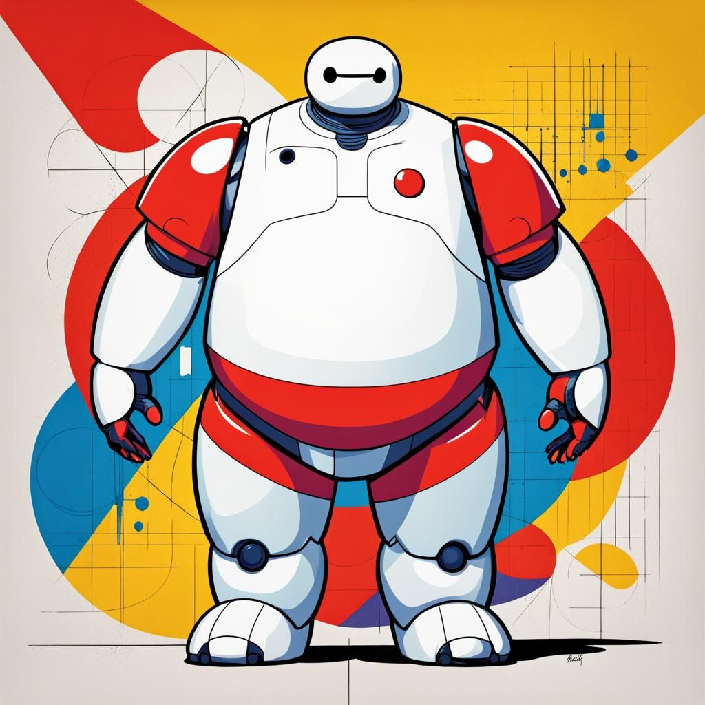 Baymax and Hero in Pop Art Style