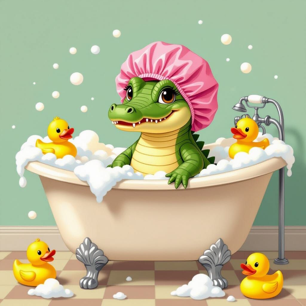Baby Gator in the Bathtub