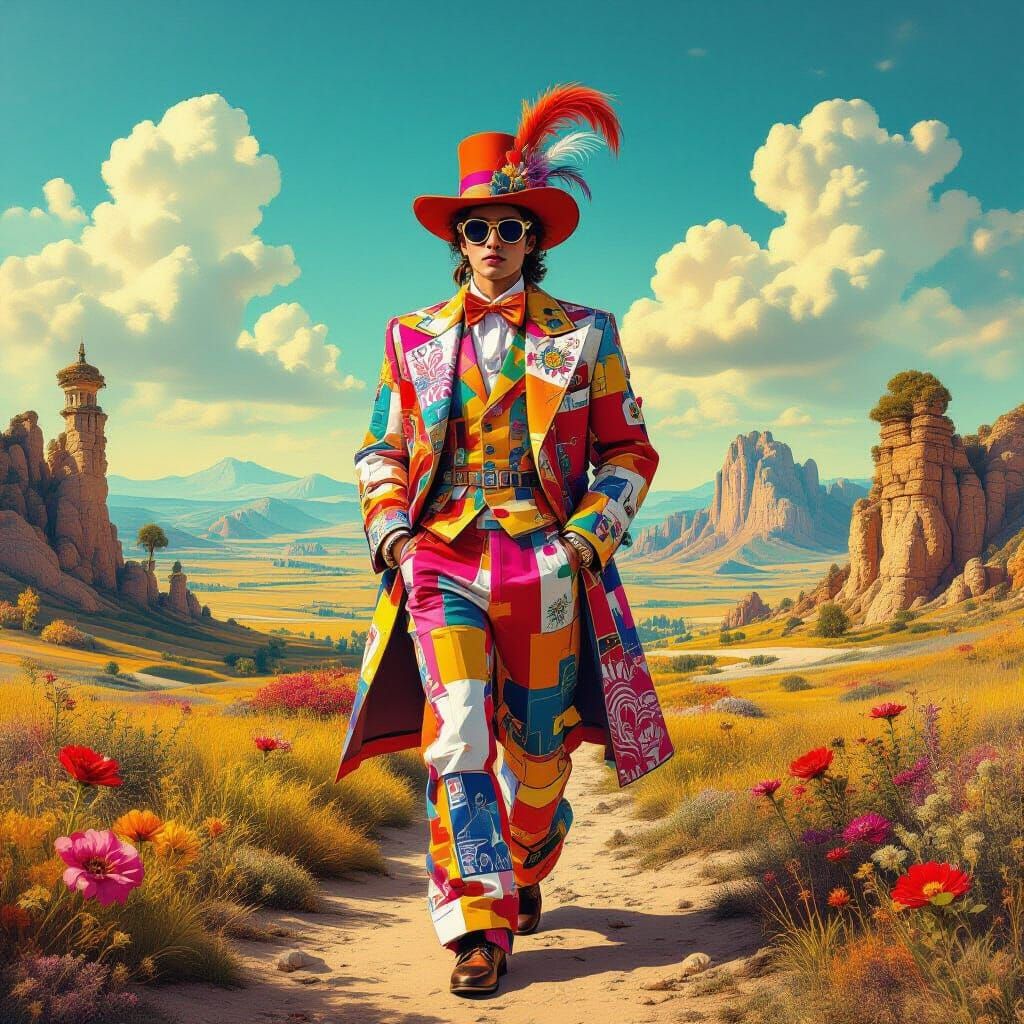 Surreal Dreamscape with Eclectic Figure