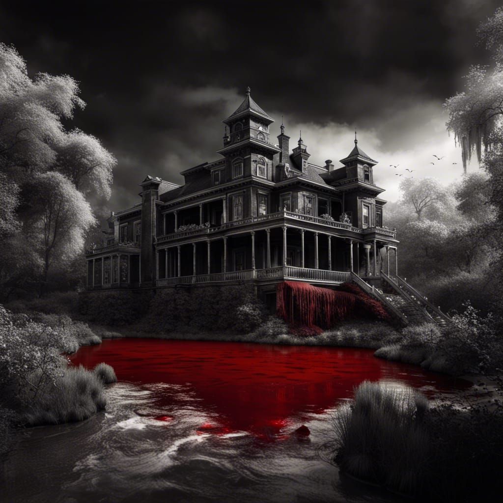 Dramatic Haunted Mansion with River of Blood