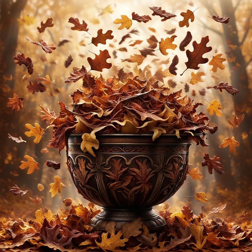 Autumnal Leaves Swirling in Golden Light