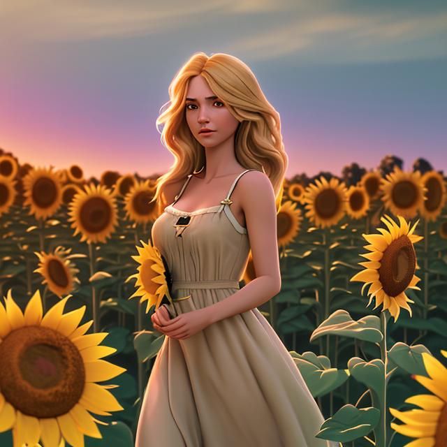 Swedish Woman in Sunflower Dress Tarot Card