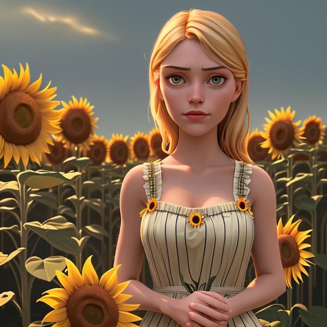 Tarot Card: Swedish Woman in Sunflower Field