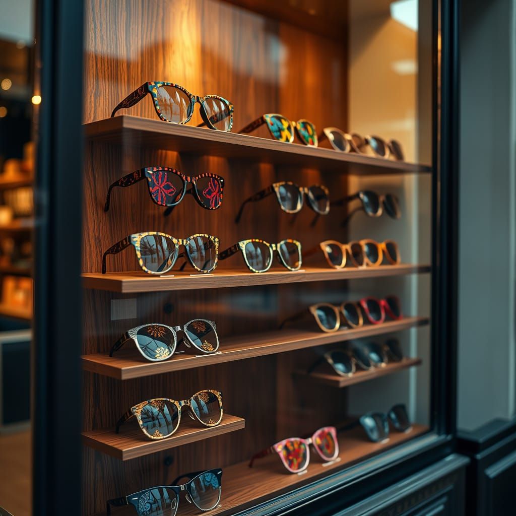 Eyewear Shopfront Inspired by African Culture: Photo-Realist...