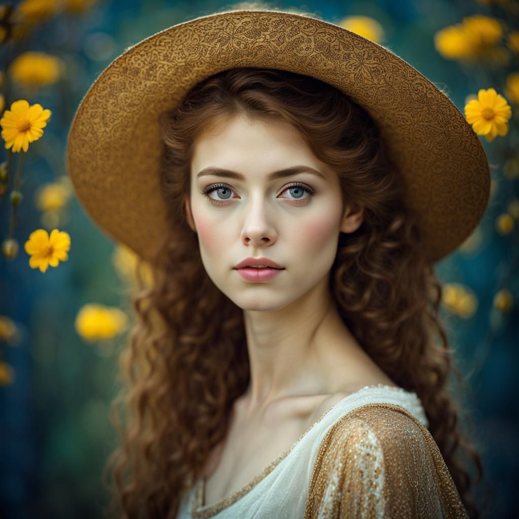 Ethereal Woman Portrait in Cyberpunk Anime Style