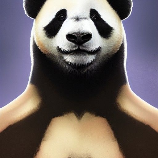 Detailed Panda-Man Hybrid Portrait in Artstation Style