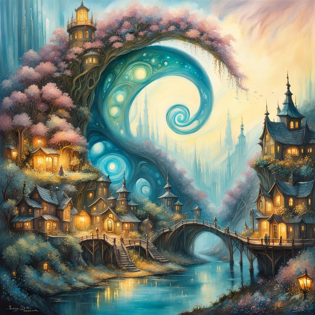Bioluminescent Elven Kingdom: A Watercolor Fantasy