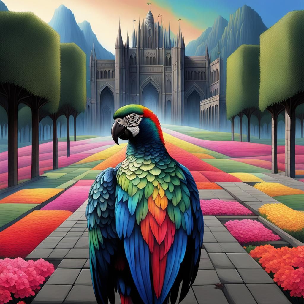 Vibrant Bhil Painting of a Colorful Parrot