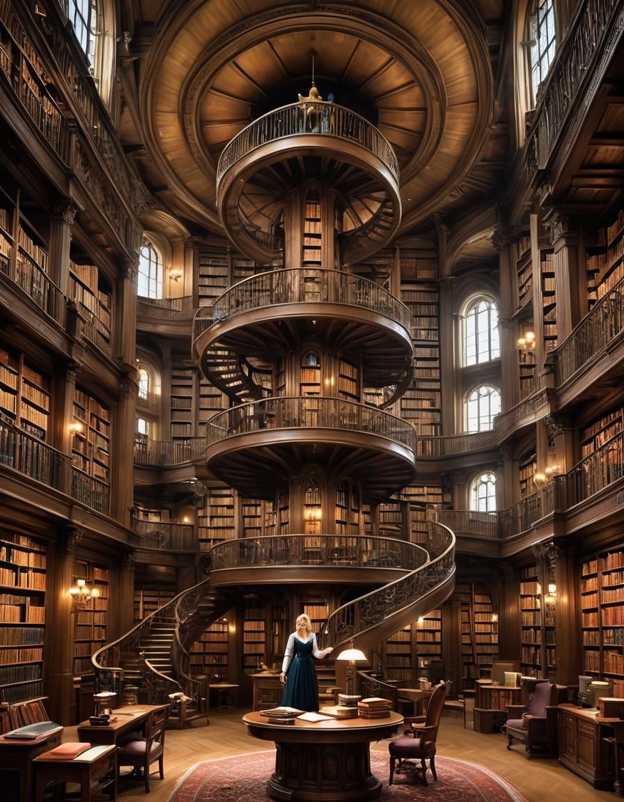 Siren Librarian in Magical Tower Library