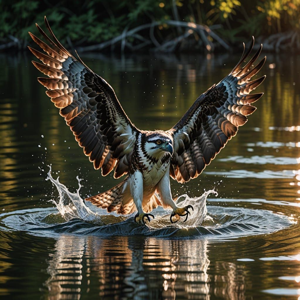 Osprey Grasping Salmon: A Wildlife Illustration