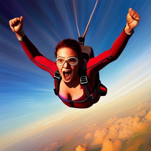 Hyperrealistic Skydiving Splash Art Concept