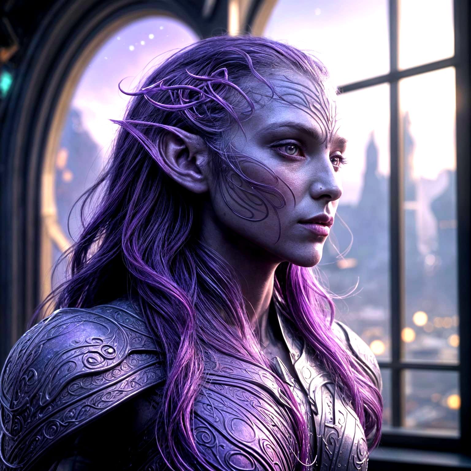 Ethereal Elvish Alien in Splendid Space City