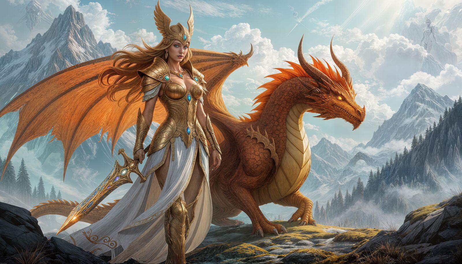 Alien Queen and Dragon on Desolate Planet