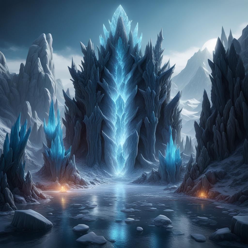 Crystals and Shadows: A Fantastical Ice Formation
