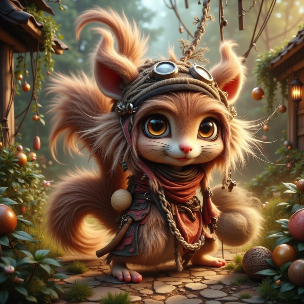 Squirrel Spy Acorn Heist in Cartoon Style