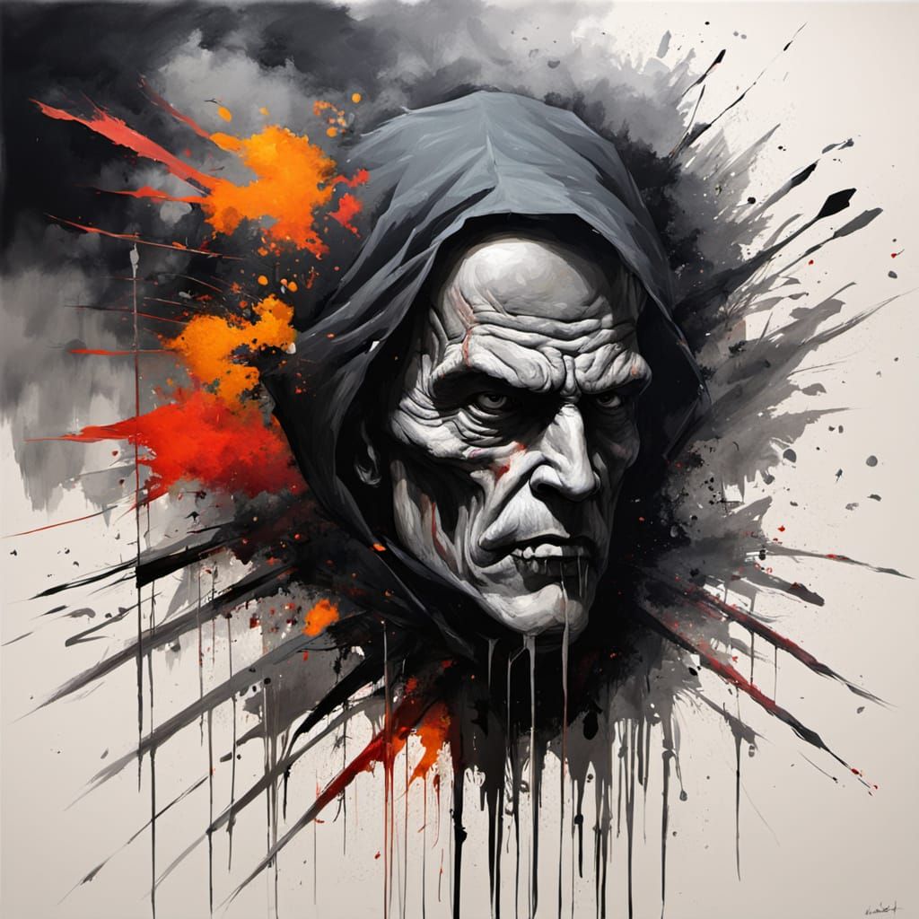 Dynamic Action Painting in a Dark Aesthetic