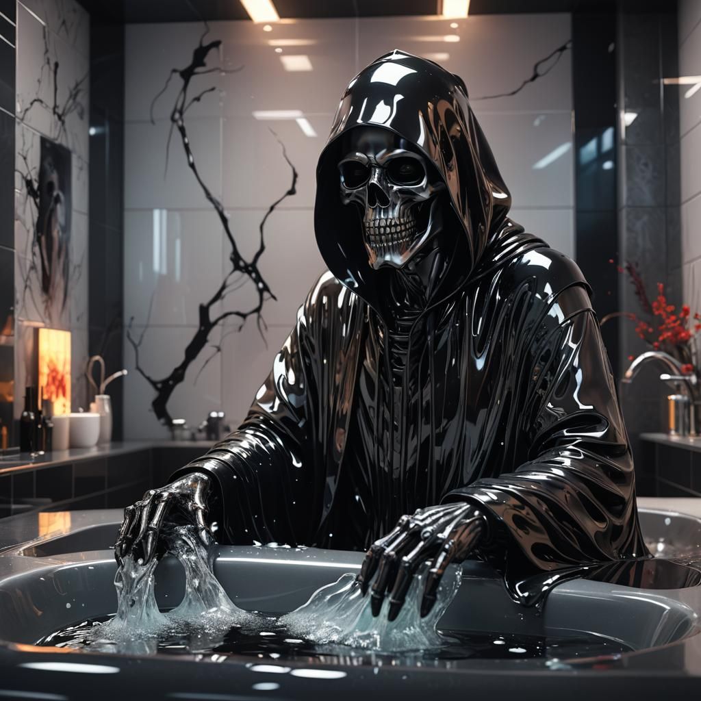 Futuristic Grim Reaper in Glass: Digital Art