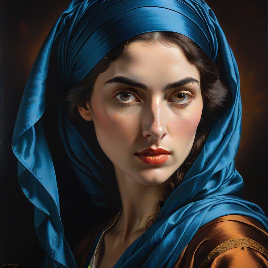Classical Portrait of Woman with Dramatic Lighting