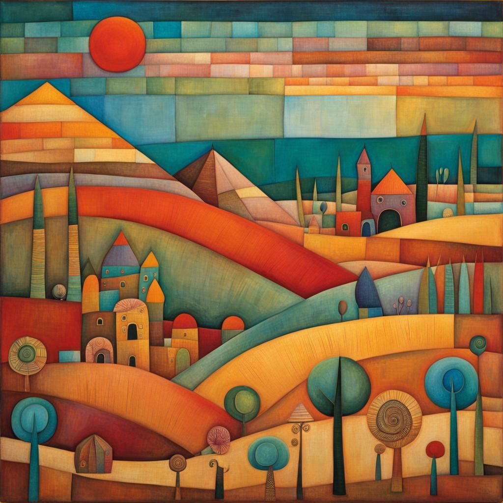 Egyptian Desert Landscape in Abstract Style