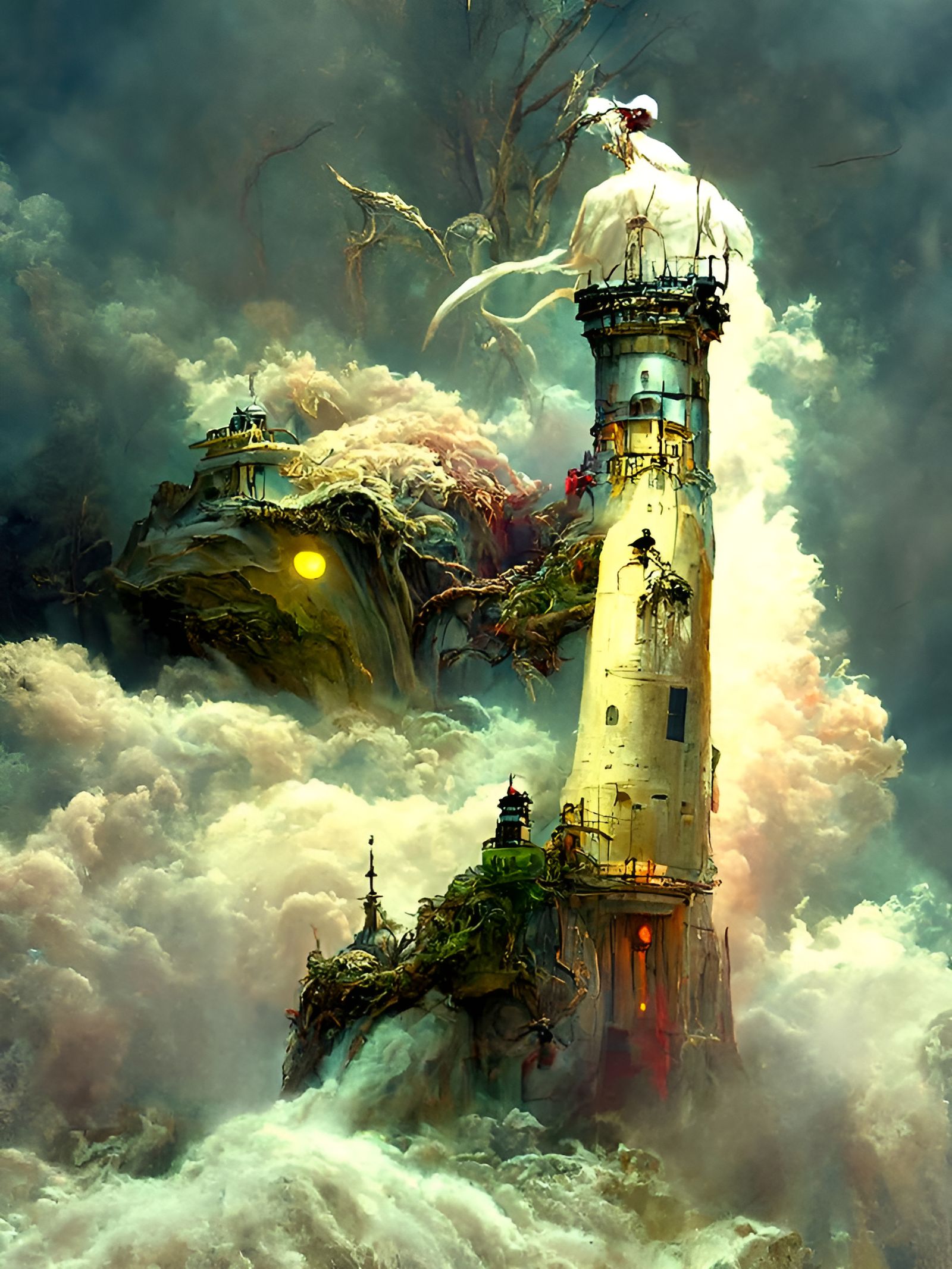 Crooked Lighthouse in Sinister Whimsical Fantasy Style