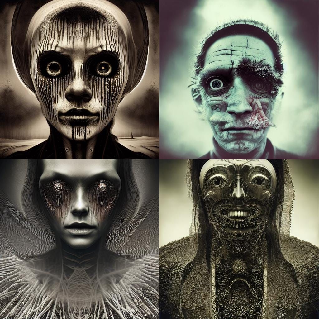 Ethereal Horror Portrait in Haunting Style