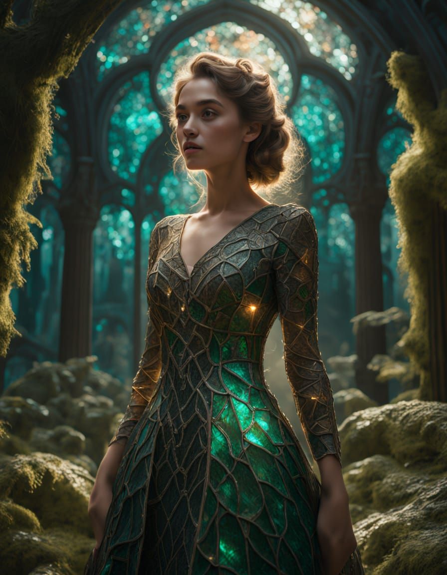 Stained Glass Dress in Mystical Forest