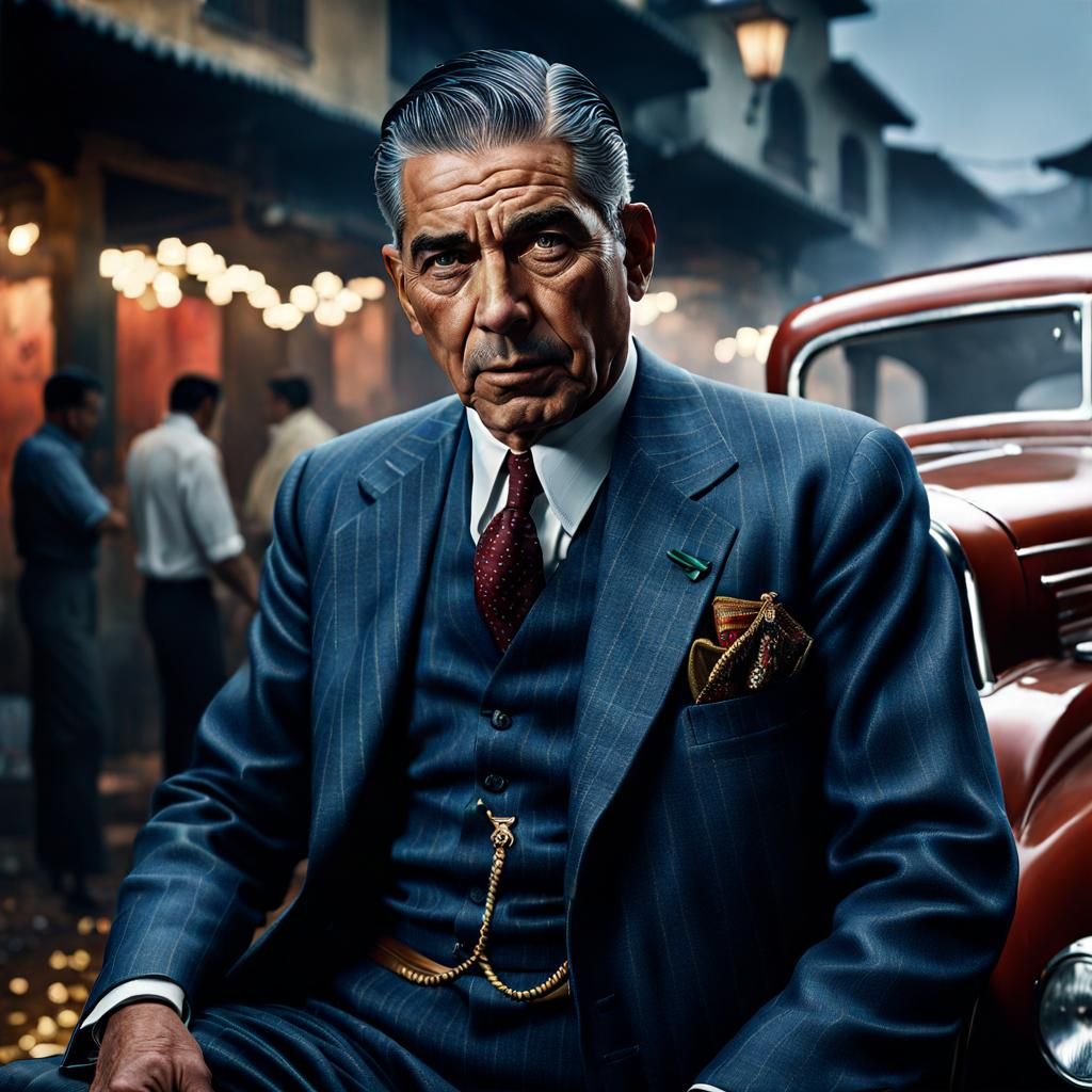 Hyperrealistic Portrait of Lucky Luciano in 8K