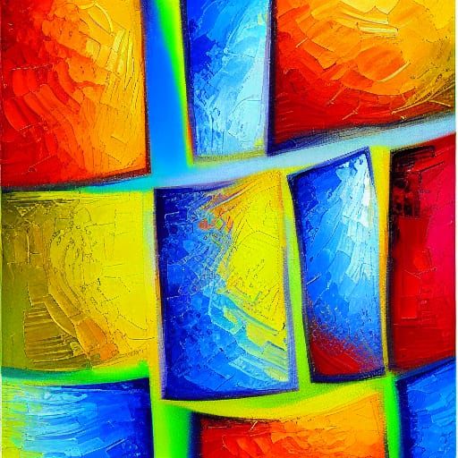 Colorful Geometric Abstract in Expressionist Style