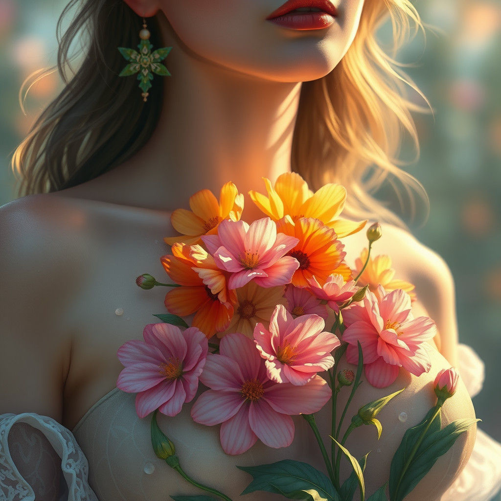 Floral Woman: Ethereal Digital Painting