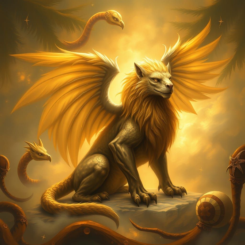 Mystical Manticore in Whimsical Fantasy Realm