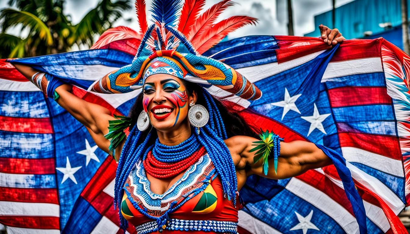 Sensual Caribbean Woman Dancing with Crashing Waves