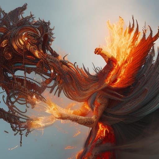 Burning Fire Elemental in Flaming Clothes