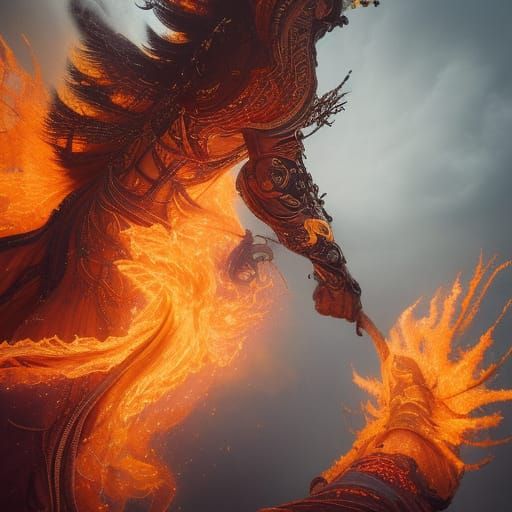 Burning Fire Elemental in Flaming Clothes