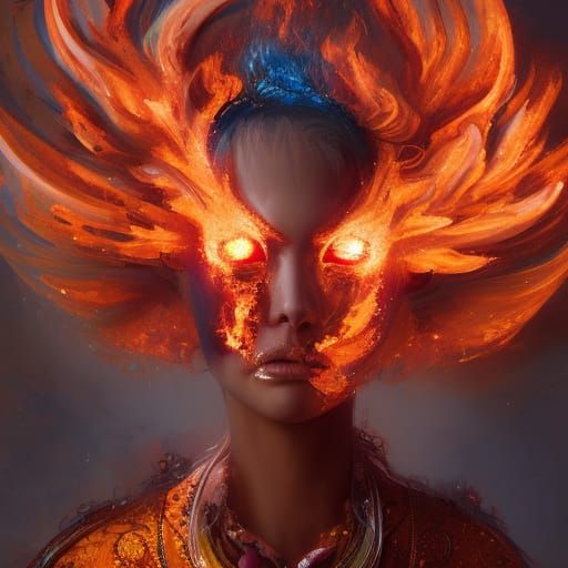 Fiery Elemental Portrait in Hyperdetailed Digital Art