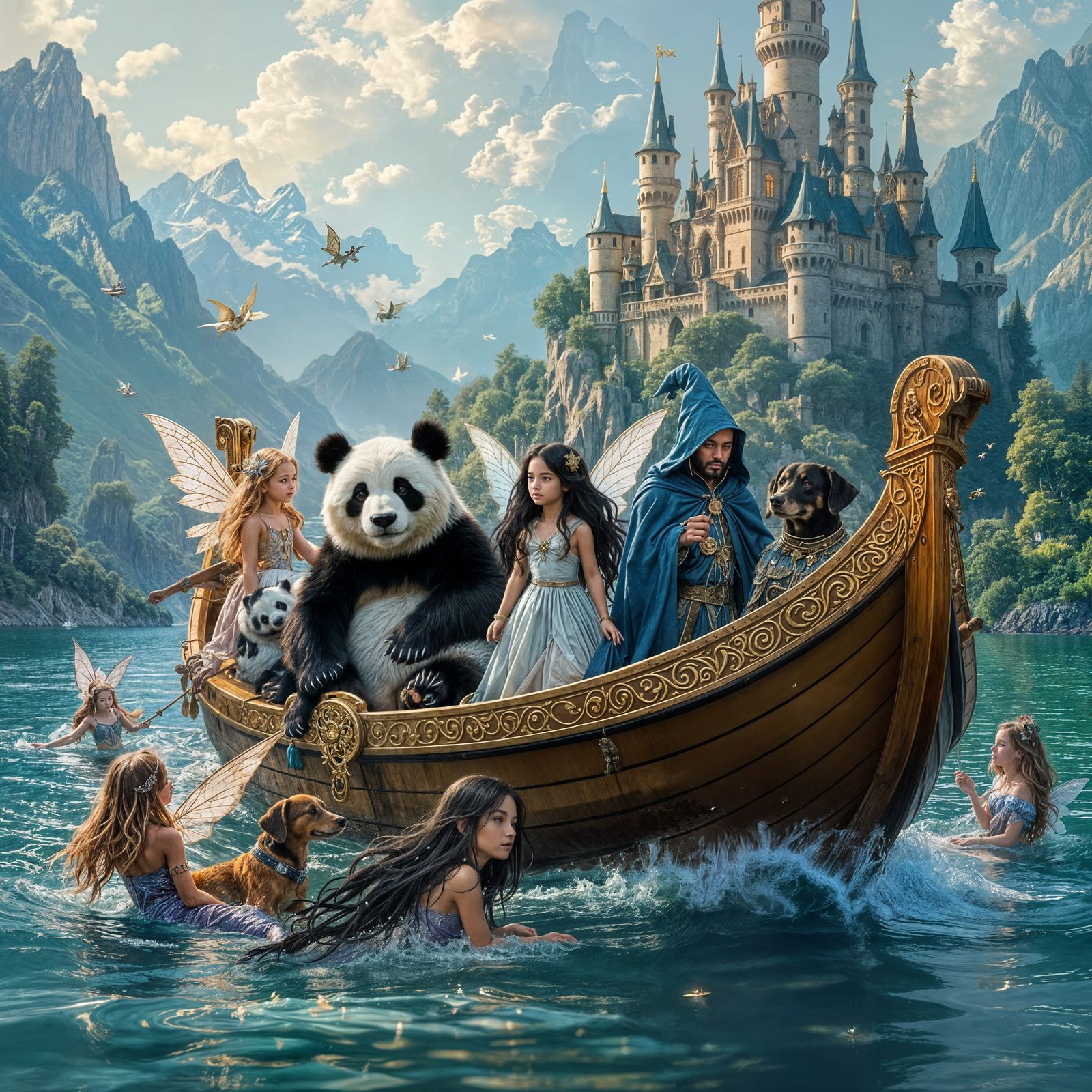 Magical Boat Journey: Fairies, Animals, and Children to a Ca...