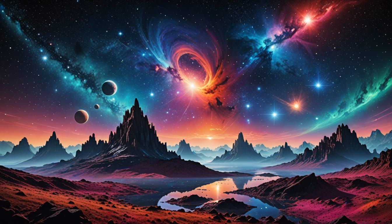 Vivid Space Landscape with Cosmic Colors