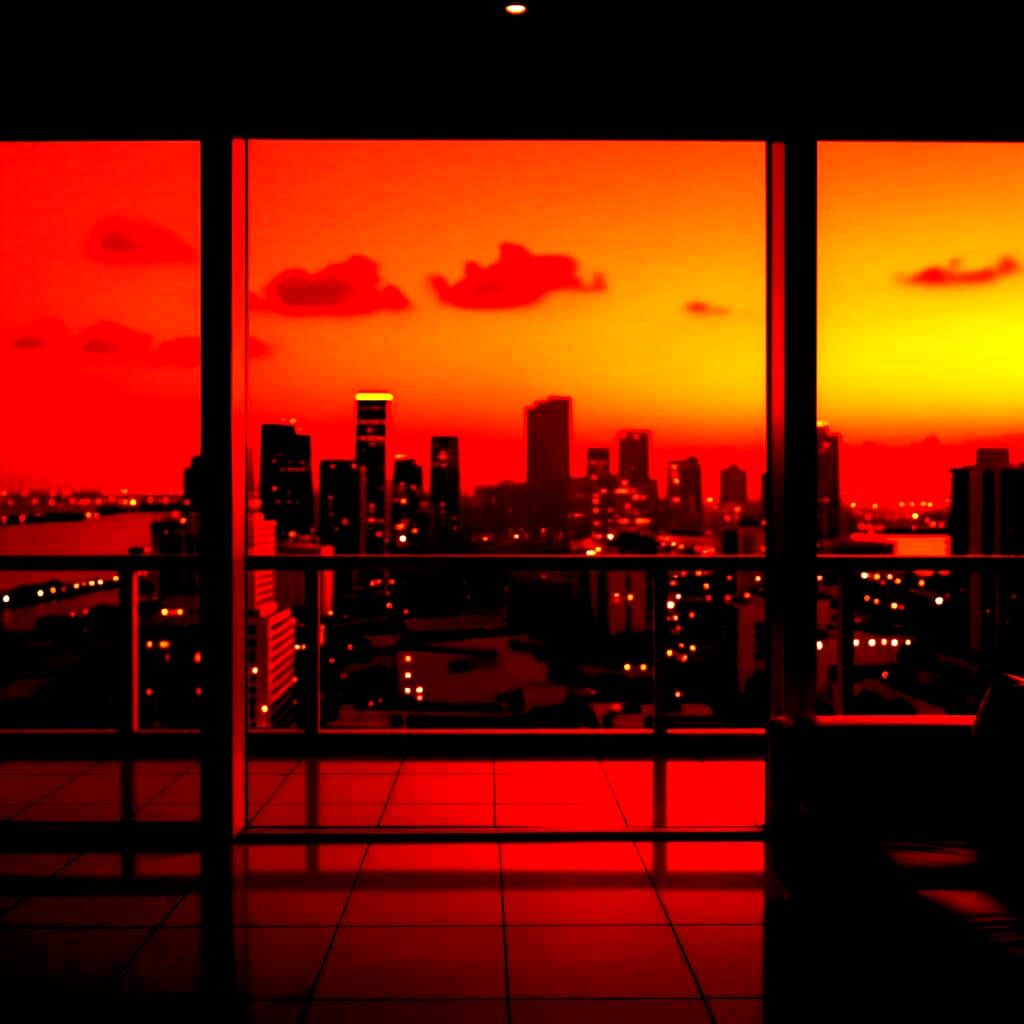 Vaporwave Miami Apartment at Sunset