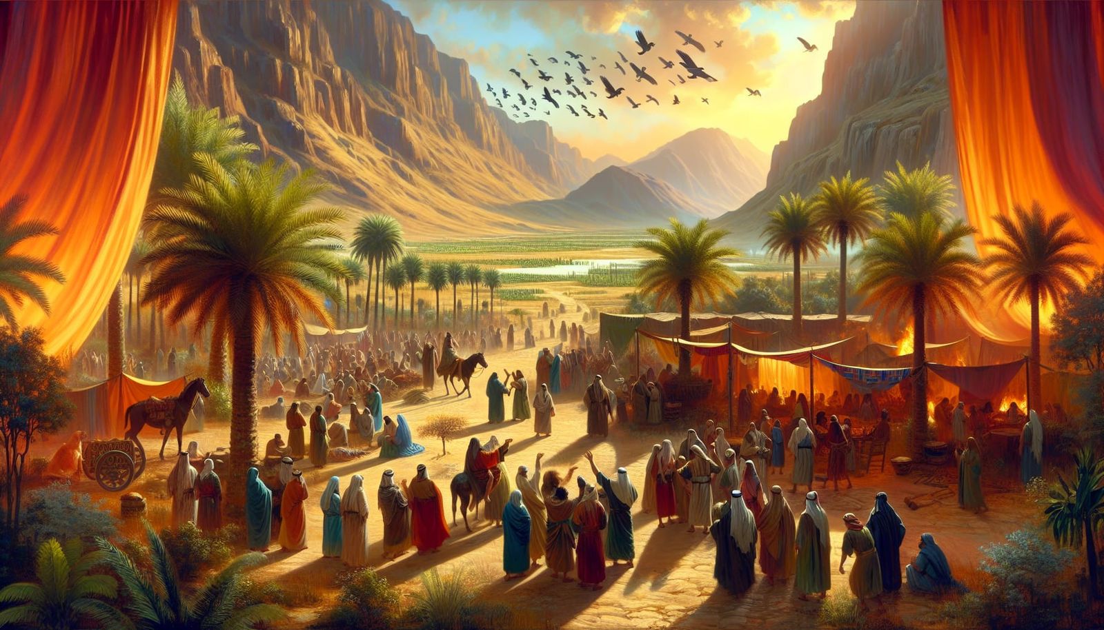 Joyous Community Life in Ancient Middle East Setting