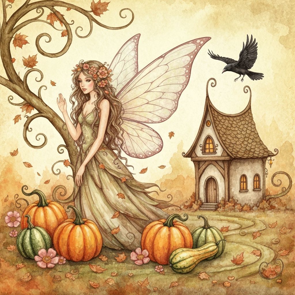 Autumn Fairy in Enchanted Cottage Garden