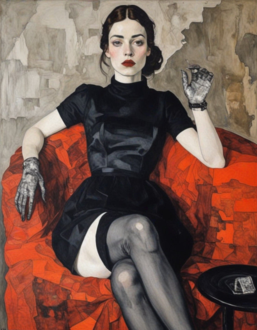 Modern Minimalist Portrait of a Young Elegant Woman