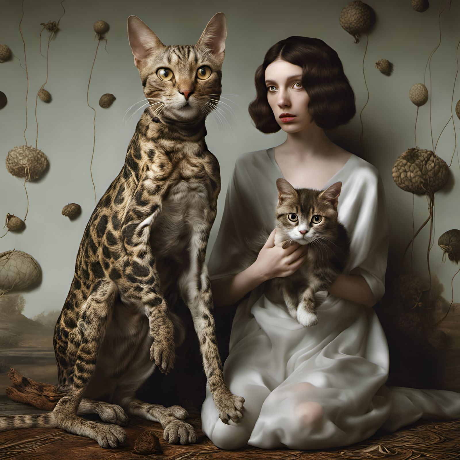 Photorealistic Alien People with Pets in Dreamy Light