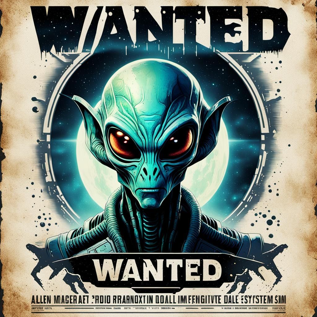 Cyberpunk 'WANTED' Poster of Alien Smuggler