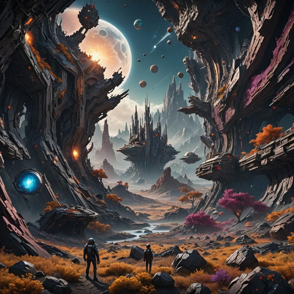 Fantastical Deep Color Lost In Space Matte Painting