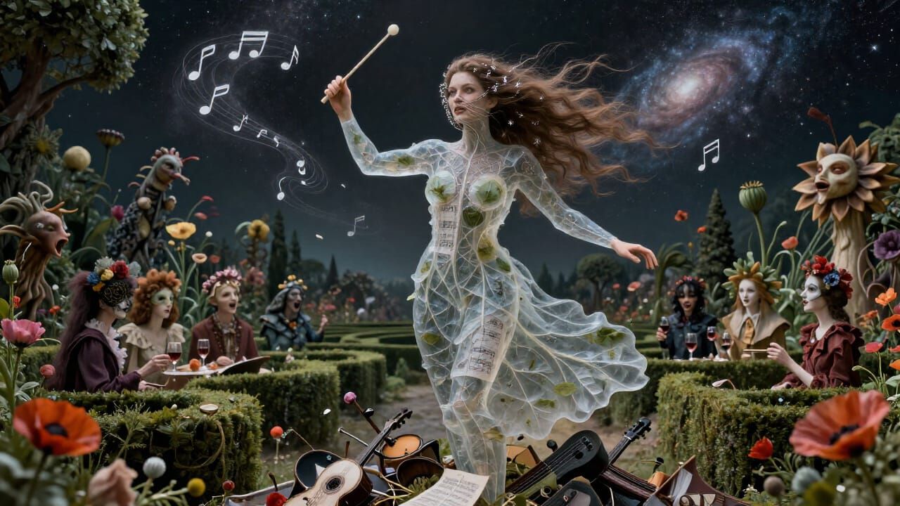 Surreal Water Conductor Orchestrates Mayhem Under Moonlight