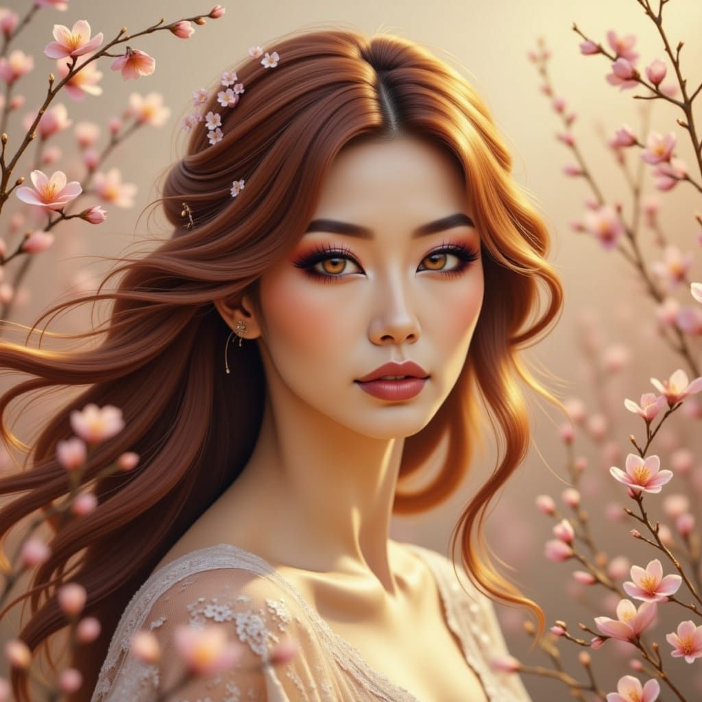 Ethereal Portrait of a Woman with Auburn Hair