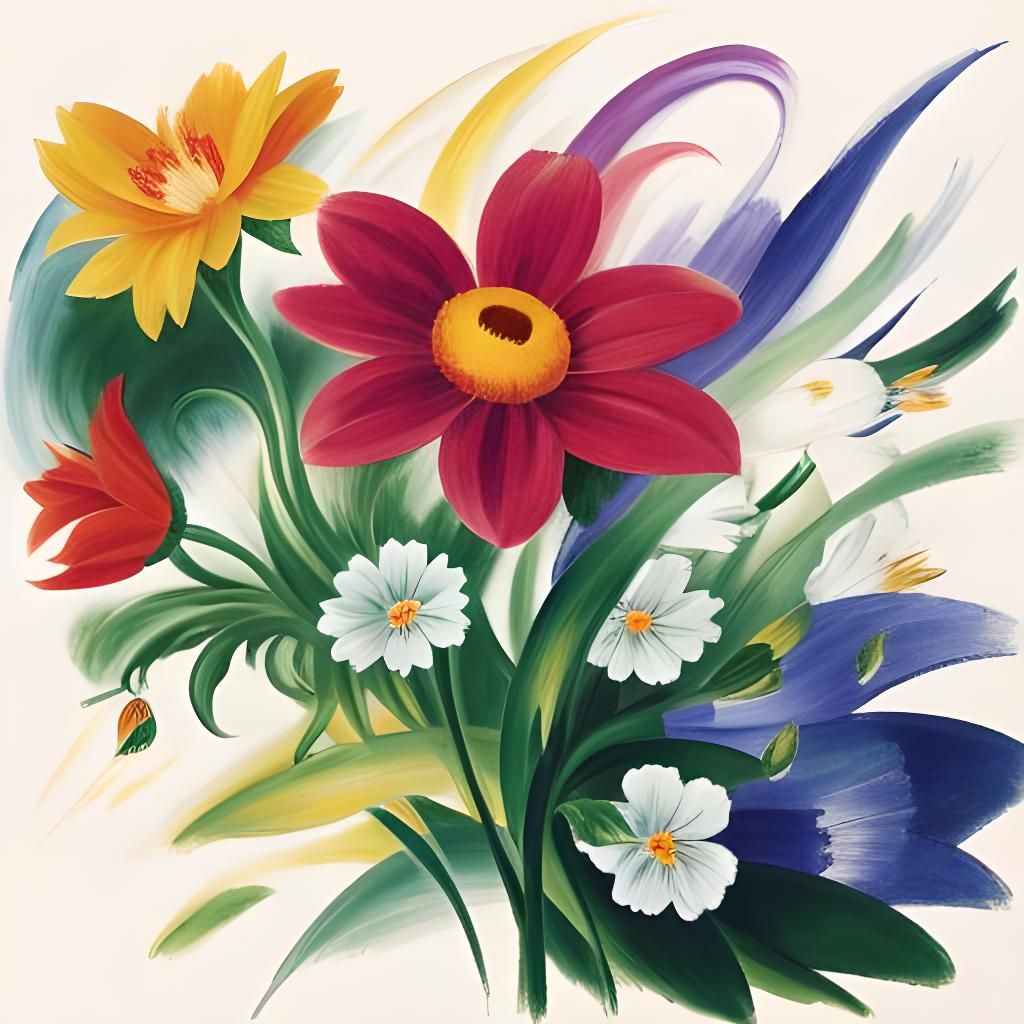 Dancing Flowers in Expressionist Style
