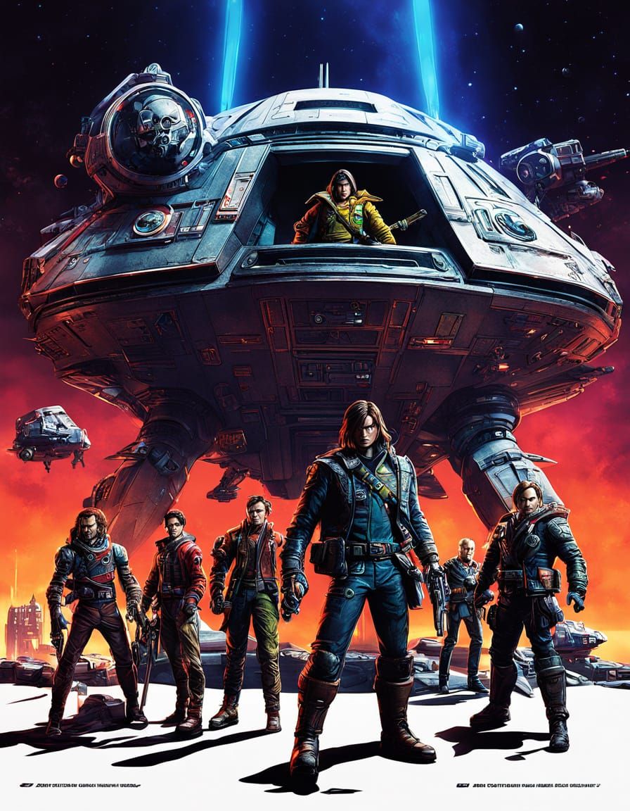 Heroic Space Pirates in Photorealistic Toy Box Art