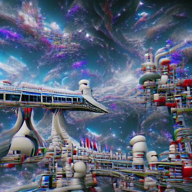 Surreal Space Train Station in 8K Resolution