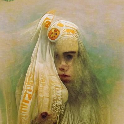 Billie Eilish as Slavic Hooligan in Art Nouveau Style